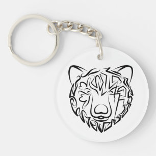 Llavero Oso tribal blanco y negro