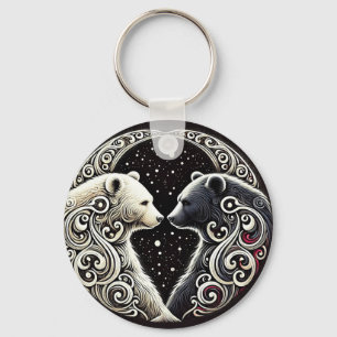 Llavero Osos blancos y negros en un diseño de Yin Yang