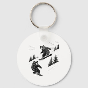 Llavero Osos de snowboard, deportes de invierno divertidos