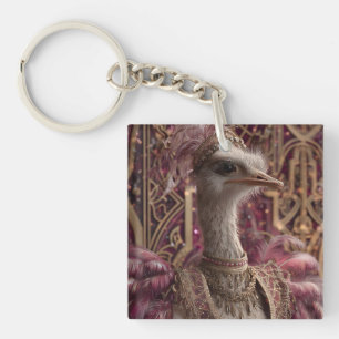 Llavero Ostrich en el vestido y corona real de Ornate