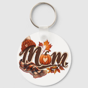 Llavero Otoño Acogedor Mamá Calabaza Hojas de Otoño