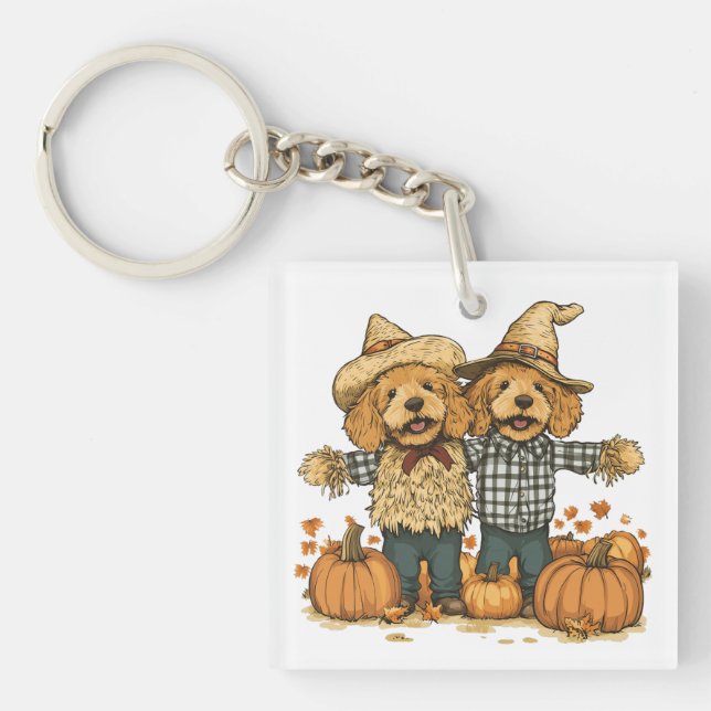 Llavero Otoño Cosecha Goldendoodle Dogs (Frente)