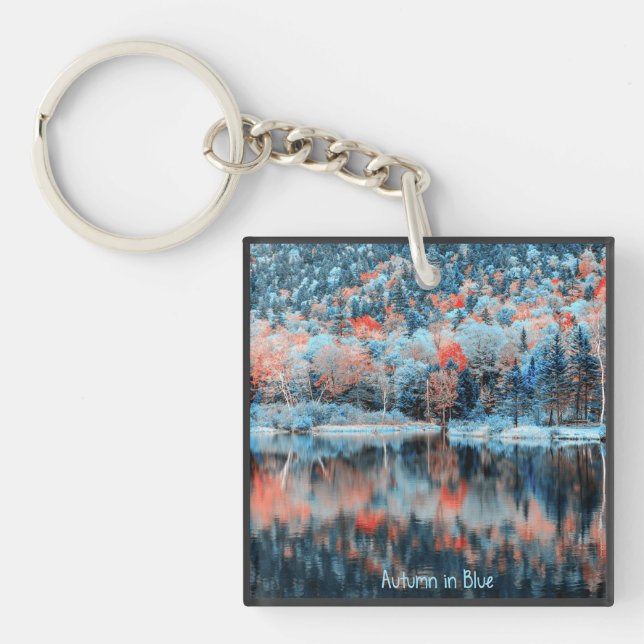 Llavero Otoño en la Keychain acrílica azul (Frente)