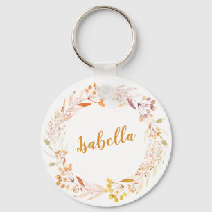 Llavero Otoño Floral acuarela Wreath Boho personalizado