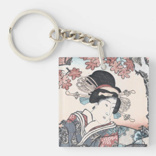 Llavero Otoño japonés Ukiyo-e Momijigari ningún himegimi