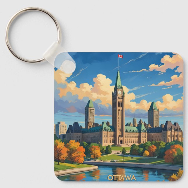 Llavero Ottawa Canada Parliament Building, City Skyline (Anverso)