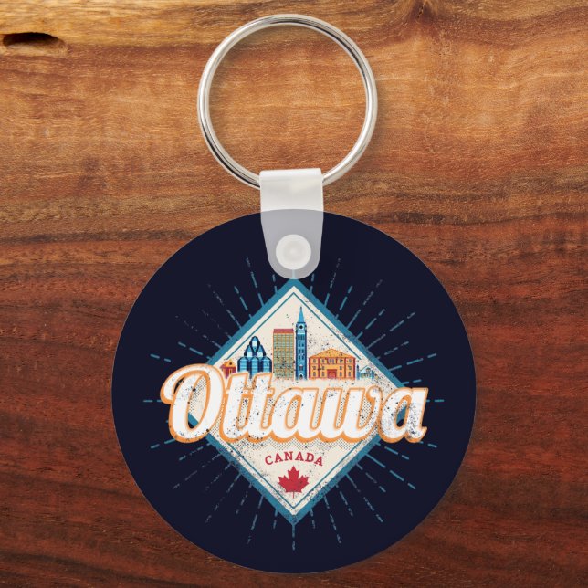 Llavero Ottawa Skyline Ontario Retro Canada Vintage (Anverso)
