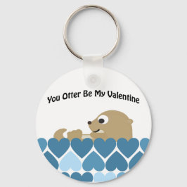 Llavero Otter Be my Valentine with Hearts