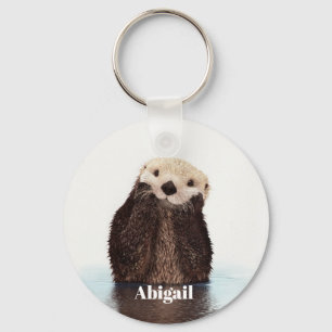 Llavero Otter de mar dulce marrón personalizado Dibujo