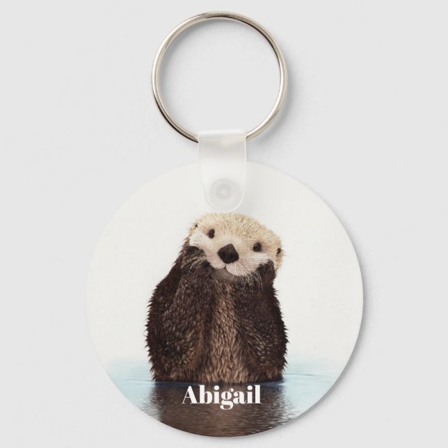 Llavero Otter de mar dulce marrón personalizado Dibujo (Anverso)