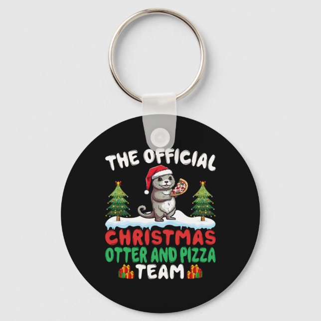 Llavero Otter Eating Zza Santa Hat Xmas Light Christmas T  (Anverso)