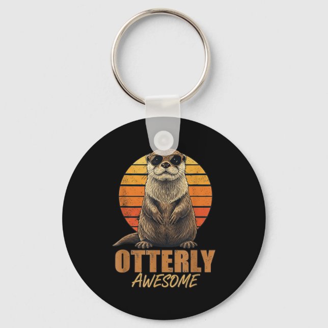 Llavero Otterly Awesome Retro Sunset Sea Otter Lover Graph (Anverso)