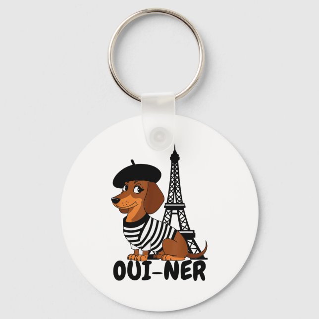 Llavero Oui-ner Dog Funny Dachshund Wiener Sausage Ween Do (Anverso)