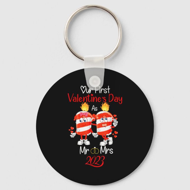 Llavero Our First Valentines Day As Mr And Mrs Engaged Cou (Anverso)