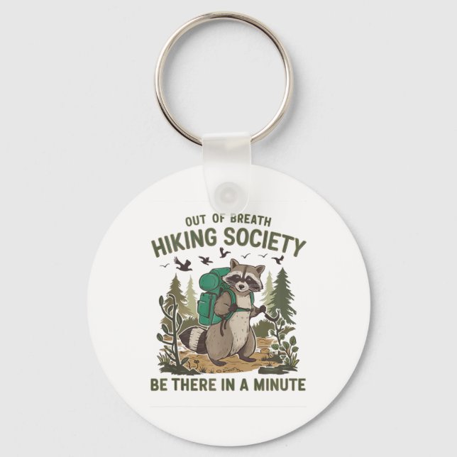 Llavero Out Of Breath Hiking Society Raccoon Funny Hiking  (Anverso)
