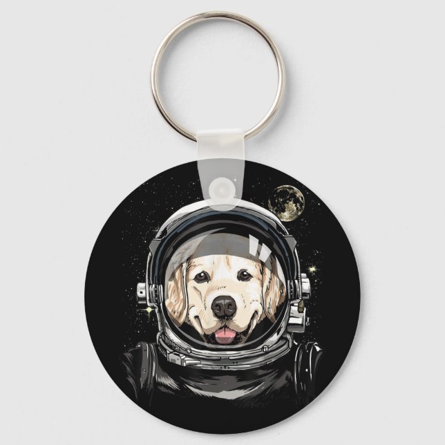 Llavero Outer Space Astronaut Golden Retriever Lover Pet D (Anverso)
