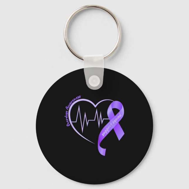 Llavero Overdose Awareness Month Purple Ribbon Heart Suprt (Anverso)