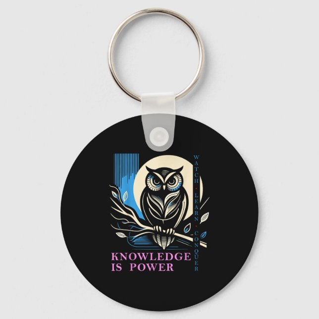 Llavero Owl - Knowledge Is Wer - Wisdom Owl Design  (Anverso)