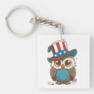 Llavero Owl USA Independence Day 4 de julio Lechuza nortea