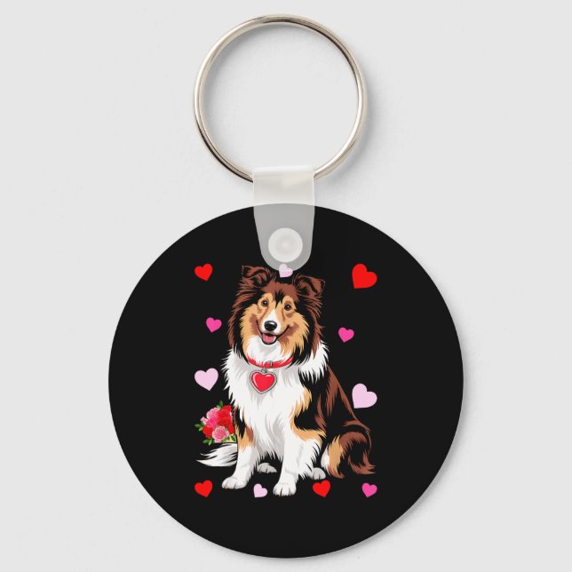 Llavero Owner Mom Dad Sheltie Dog Lover Valentines Day  (Anverso)