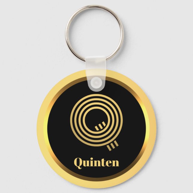 Llavero P Carta monogramada de oro personalizada (Anverso)