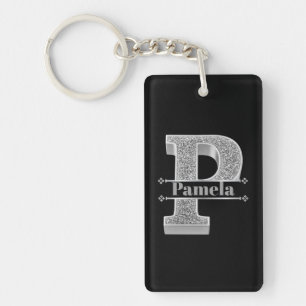 Llavero P P Monograma de plata inicial personalizado Su no