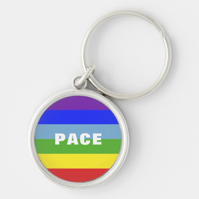 Llavero Pace - Paz - Frieden - Regenbogen color arcoiris (Frente)