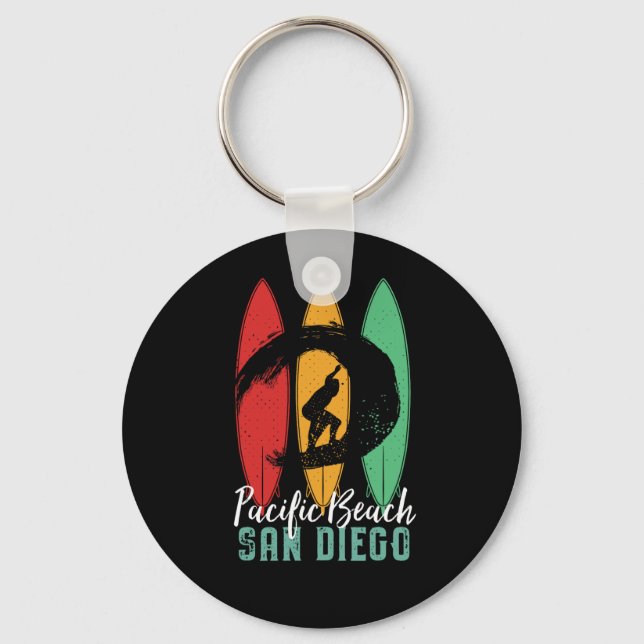Llavero Pacific Beach San Diego Vintage Retro Surfing (Anverso)