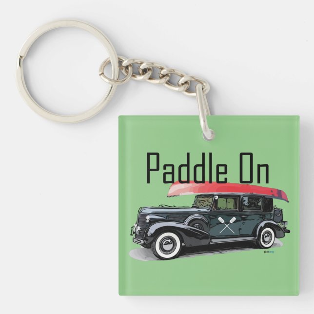 Llavero Paddle On Classic Car Design - Square (doble cara) (Frente)
