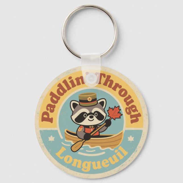 Llavero Paddlin’ Through Longueuil with a Friendly Raccoon (Anverso)