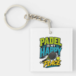 Llavero Padel Es Mi Lugar Feliz Retro Deportes