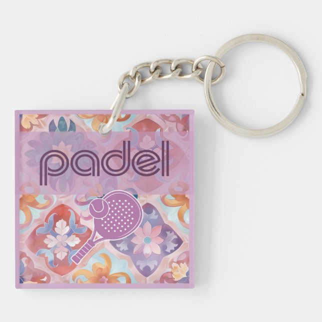 Llavero Padel Key Chain – Spanish Tile Vibes in Purple (Atrás)