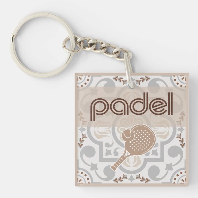 Llavero Padel Key Chain – Spanish Tile Vibes Taupe Brown (Frente)