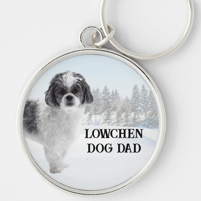 Llavero Padre perro Lowchen escena de invierno (Frente)