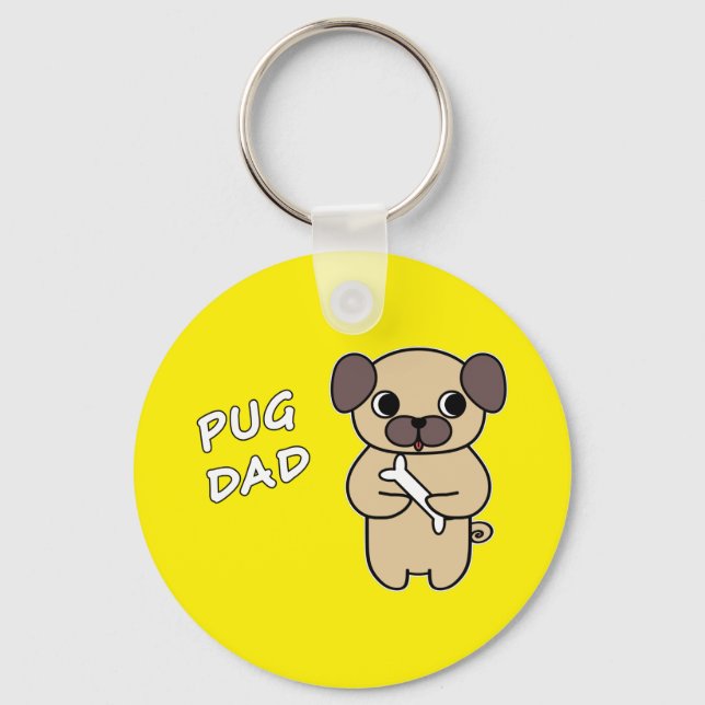 Llavero PADRE PUG - Amarillo Brillante (Anverso)