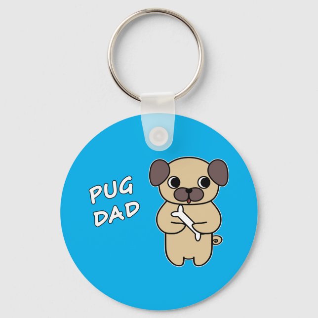 Llavero PADRE PUG - Azul Cielo (Anverso)