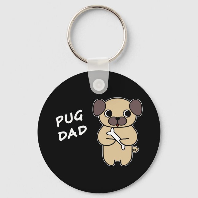 Llavero PADRE PUG - Negro (Anverso)