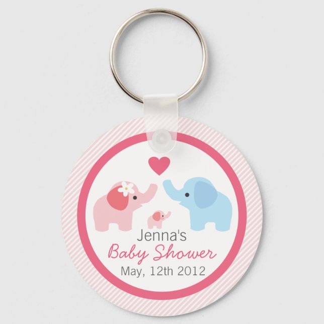 Llavero Padres elefantes y Baby Shower (Anverso)
