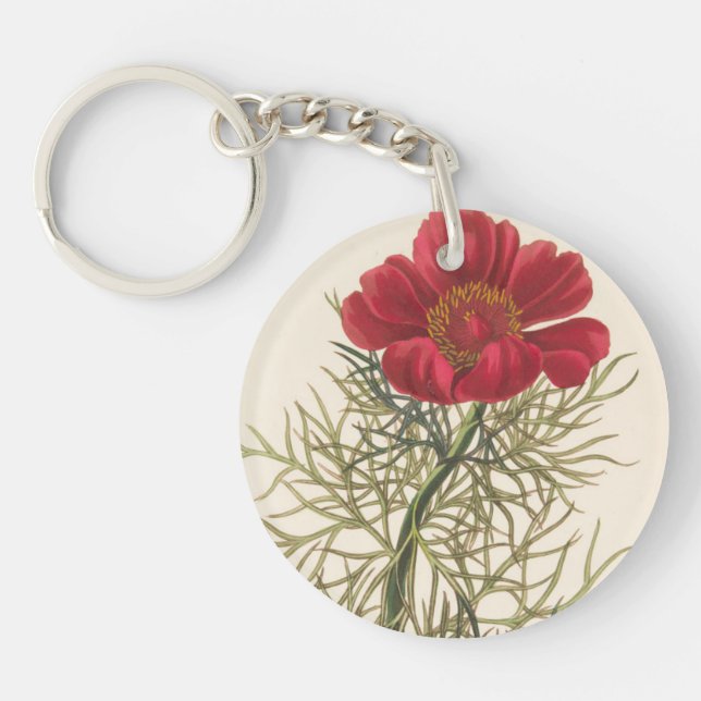 Llavero Paeony con hojas fino (Frente)