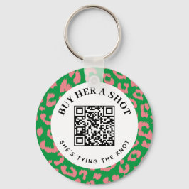 Llavero Pago QR de la Bachelorette Party del Leopardo Verd