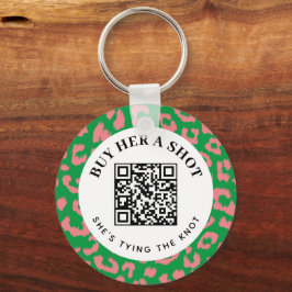 Llavero Pago QR de la Bachelorette Party del Leopardo Verd