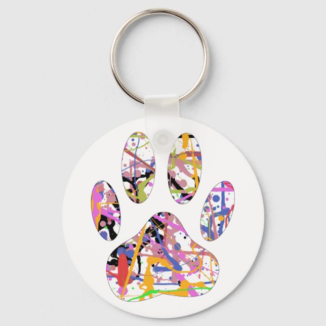 Llavero Paint Splatt Dog Paw Print (Anverso)