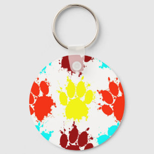 Llavero Paint Splatt Dog Paw Print Pattern Keychain