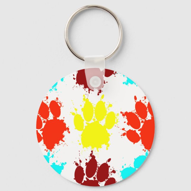 Llavero Paint Splatt Dog Paw Print Pattern Keychain (Anverso)