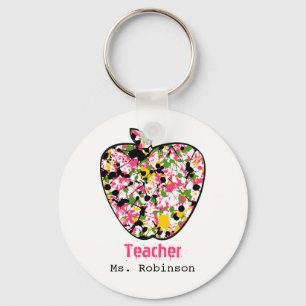 Llavero Paint Splatter Apple Teacher Keychain