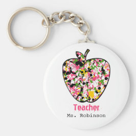Llavero Paint Splatter Apple Teacher Keychain