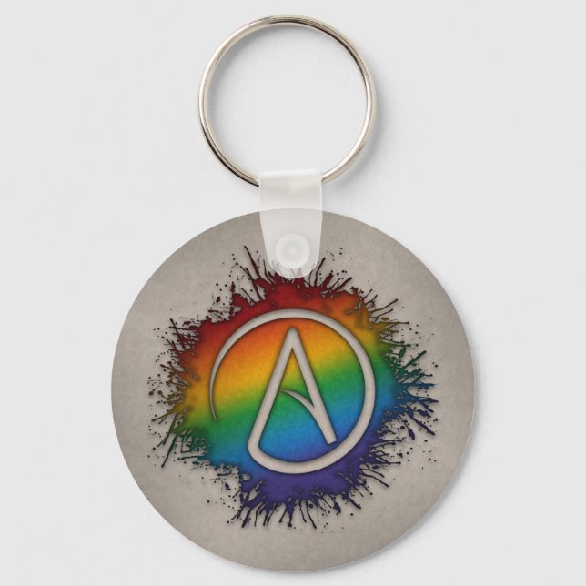 Llavero Paint Splatter Orgullo LGBTQ Símbolo Ateo Arcoiris (Anverso)
