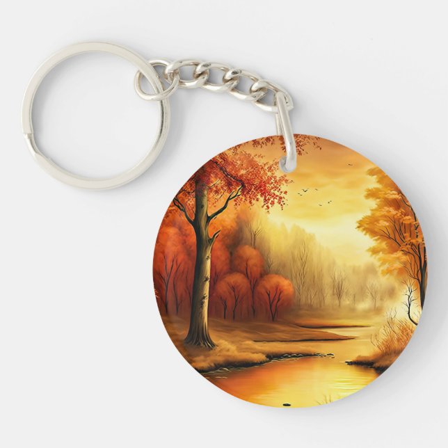 Llavero Paintaje paisajístico de la temporada de otoño-687 (Frente)