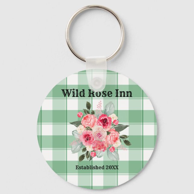 Llavero País Gingham Rosas silvestres B & B Personalizado  (Anverso)