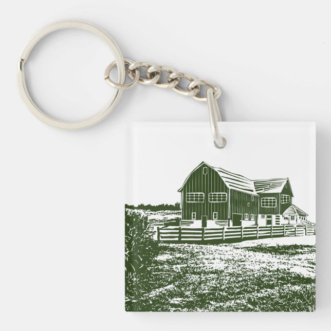 Llavero Paisaje campestre estilo madera casa de campo (Frente)